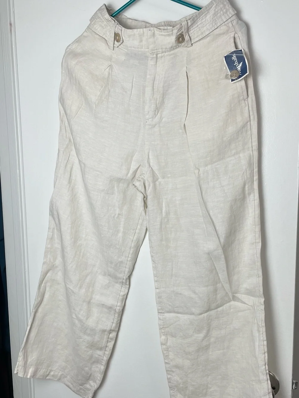 Women’s 100% Linen High Waisted Pants | Cream Beige | Size US 4 | NWT - Picture 2 of 9